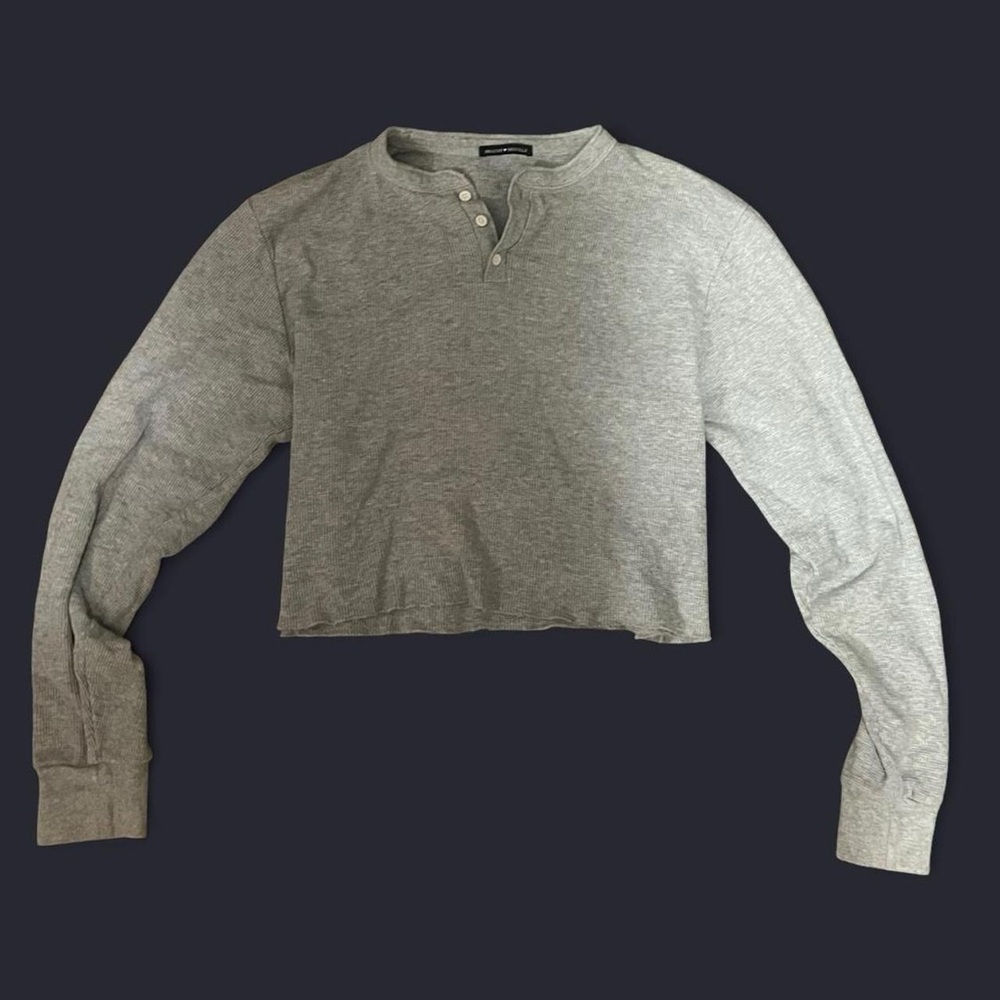 Brandy Melville Heather Gray Cropped Henley